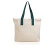 Sac en coton canvas avec fermeture et poignées colorées 280 g/m² couleur vert foncé