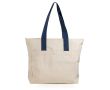 Sac en coton canvas avec fermeture et poignées colorées 280 g/m² couleur bleu marine