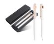 Set stylo-bille et roller avec détails dorés rose, encre noire couleur blanc