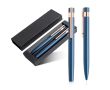 Set stylo-bille et roller avec détails dorés rose, encre noire couleur bleu marine