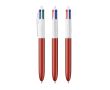 Stylo en plastique style givré avec encre 4 couleurs BIC® couleur rouge