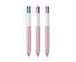 Stylo en plastique style givré avec encre 4 couleurs BIC® couleur rose