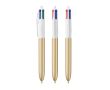Stylo en plastique style givré avec encre 4 couleurs BIC® couleur doré