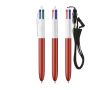 Stylo avec cordon à porter autour du cou et encre 4 couleurs BIC® couleur rouge