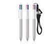 Stylo avec cordon à porter autour du cou et encre 4 couleurs BIC® couleur argenté