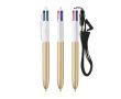 Stylo avec cordon à porter autour du cou et encre 4 couleurs BIC® couleur doré