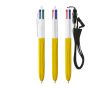 Stylo à bille en plastique effet bois à encre 4 couleurs BIC® couleur jaune