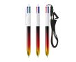 Stylo bille 4 couleurs en plastique avec effet métal Flags BIC® couleur rouge