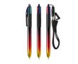 Stylo bille 4 couleurs en plastique avec effet métal Flags BIC® couleur noir