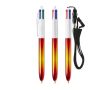 Stylo bille 4 couleurs en plastique avec effet métal Flags BIC® couleur jaune