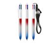 Stylo bille 4 couleurs en plastique avec effet métal Flags BIC® couleur bleu