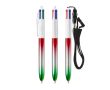 Stylo bille 4 couleurs en plastique avec effet métal Flags BIC® couleur vert