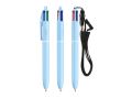 Stylo en plastique tons pastel avec cordon et encre 4 couleurs BIC® couleur bleu pastel