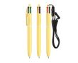Stylo en plastique tons pastel avec cordon et encre 4 couleurs BIC® couleur jaune pastel