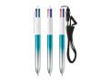 Stylo à bille en plastique bicolore métallisé et encre 4 couleurs BIC® couleur turquoise