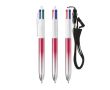 Stylo à bille en plastique bicolore métallisé et encre 4 couleurs BIC® couleur fuchsia