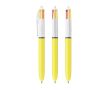 Stylo bille en plastique avec corps jaune et encre 4 couleurs Sun BIC® couleur jaune