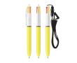 Stylo bille en plastique avec cordon et encre 4 couleurs Sun BIC® couleur jaune