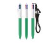 Stylo en plastique avec lanière à accrocher et 4 couleurs d’encre BIC® couleur vert