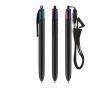 Stylo en plastique avec lanière à accrocher et 4 couleurs d’encre BIC® couleur noir