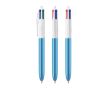 Stylo bille en plastique finition métallique, encre 4 couleurs BIC® couleur cyan