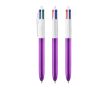 Stylo bille en plastique finition métallique, encre 4 couleurs BIC® couleur mauve