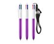 Stylo à bille avec finition métallisée, 4 couleurs d’encre Shine BIC® couleur mauve