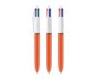 Stylo en plastique à pointe fine 0,8 mm avec 4 encres de couleur BIC® couleur orange
