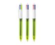 Stylo en plastique avec surligneur fin et encre 4 couleurs Fluo BIC® couleur vert lime transparent