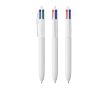 Stylo en plastique recyclé fabriqué dans l'UE, encre BIC® à 4 couleurs couleur blanc