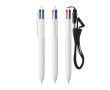 Stylo en plastique recyclé avec tour de cou et encre 4 couleurs BIC® couleur blanc