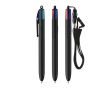 Stylo en plastique recyclé avec tour de cou et encre 4 couleurs BIC® couleur noir