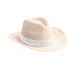 Chapeau en papier avec ruban de couleur à personnaliser couleur beige