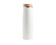 Gourde thermos en inox avec couvercle en bambou naturel 550ml couleur blanc