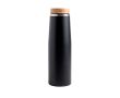 Gourde thermos en inox avec couvercle en bambou naturel 550ml couleur noir