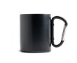 Tasse à double paroi en inox recyclé avec mousqueton, 300 ml couleur noir
