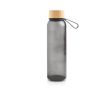 Bouteille en plastique recyclé mate avec bouchon en bambou, 350 ml couleur noir