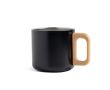 Tasse à double paroi en acier inoxydable avec anse en bois, 350 ml couleur noir
