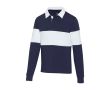 Polo unisexe en coton biologique style rugby 280 g/m² Elevate NXT  couleur blanc/bleu
