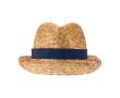 Chapeau en paille naturelle respirant avec ruban personnalisable couleur bleu marine
