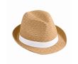 Chapeau de paille unisexe à bord court avec ruban couleur camel
