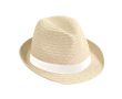Chapeau de paille unisexe à bord court avec ruban couleur naturel