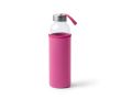 Gourde en verre avec housse en néoprène et sangle de transport 500ml couleur fuchsia