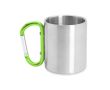 Tasse métallique à double paroi avec anse mousqueton colorée 230ml couleur vert pastel