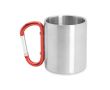 Tasse métallique à double paroi avec anse mousqueton colorée 230ml couleur rouge