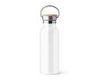 Bouteille en inox avec couvercle en bambou et anse pliable 500ml couleur blanc