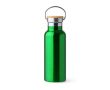 Bouteille en inox avec couvercle en bambou et anse pliable 500ml couleur vert pastel