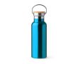 Bouteille en inox avec couvercle en bambou et anse pliable 500ml couleur bleu pastel