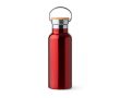 Bouteille en inox avec couvercle en bambou et anse pliable 500ml couleur rouge