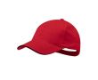 Casquette en coton peigné 6 panneaux avec détail sur la visière couleur rouge
